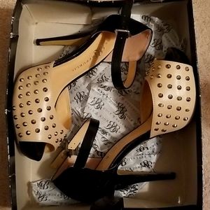 Black and nude spiky heels